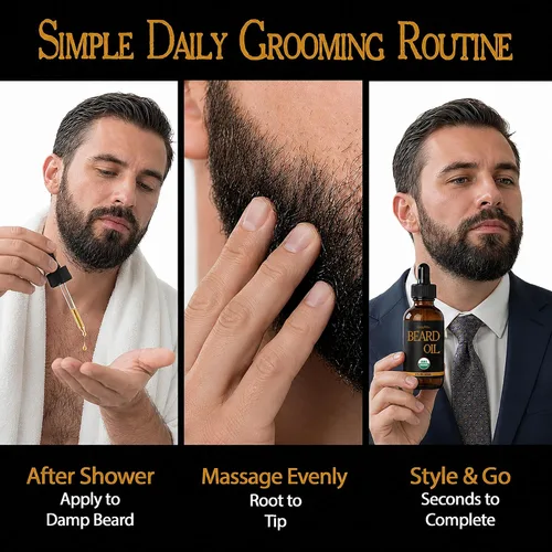 Vista 6 de BodyJ4You Aceite orgánico para barba para hombres - Acondicionador
