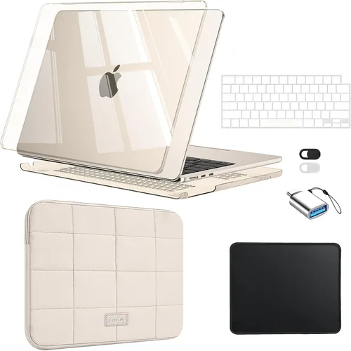 Vista 12 de EooCoo Funda para MacBook Air de 13 pulgadas M5 M4 M3 M2 2026-2022 Cristal transparente