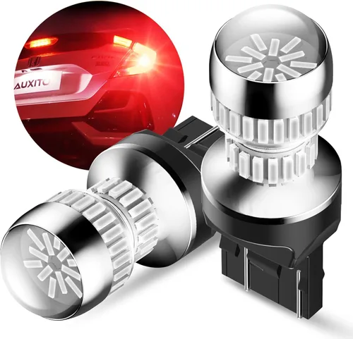 Vista 20 de Auxito Focos LED 3157 mejorados, rojo, 500% más brillantes, 3056, 3156, 3057, 4157, chip 102-SMD, proyector para luces de freno, freno trasero, Rojo