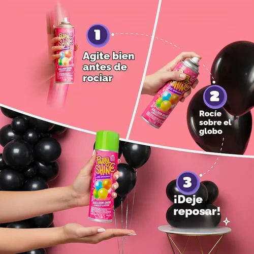 Vista 6 de Party Shine - Aerosol de silicona para globos de látex, aroma dulce de chicle, impermeable, fórmula antideslizante, brillo de globo, perfecto