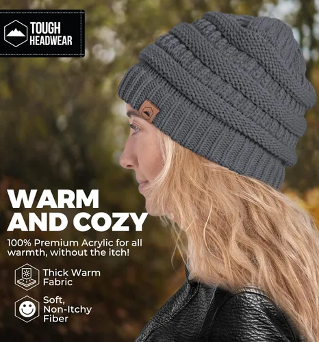 Vista 64 de Gorro de punto para mujer, cálido y suave, elástico, para clima frío de Tough Headwear