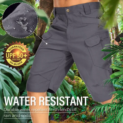 Vista 6 de Jessie Kidden Pantalones cortos tácticos para hombre, elásticos, para exteriores, resistentes al desgaste, rasgaduras, parada, trabajo, senderismo