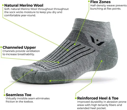 Vista 2 de Swiftwick - Calcetines Pursuit Two Trail Running y ciclismo, lana merina, máxima durabilidad