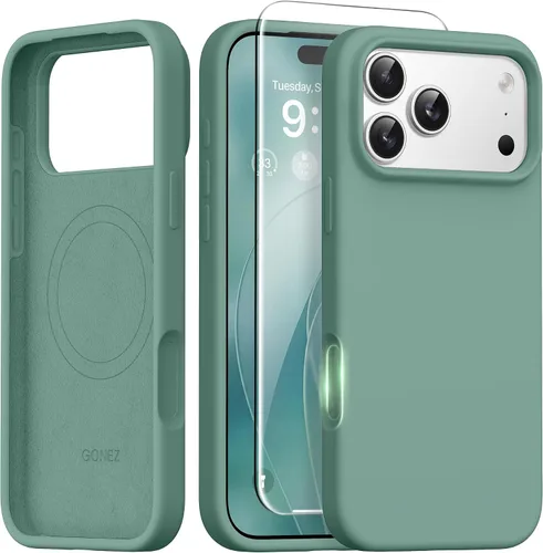 Vista 116 de GONEZ Funda magnética para iPhone 14, compatible con Magsafe, con protector de pantalla + protector de cámara, forro de microfibra antiarañazos