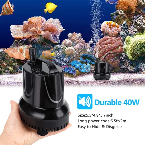 Vista 5 de CWKJ Bomba de fuente, 550 GPH (40 W 2200 L/H) Bomba de agua sumergible, bomba de agua duradera para fuente al aire libre con tubo de 6.5 pies