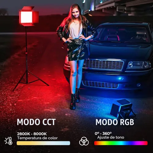 Vista 2 de Mettlelite Luz de Video LED RGB SPL210C con Control de APP, Panel RGB de Color Completo 360, 2800K-8000K, CRI/TLCI 97+, 10 Escenas, Iluminación