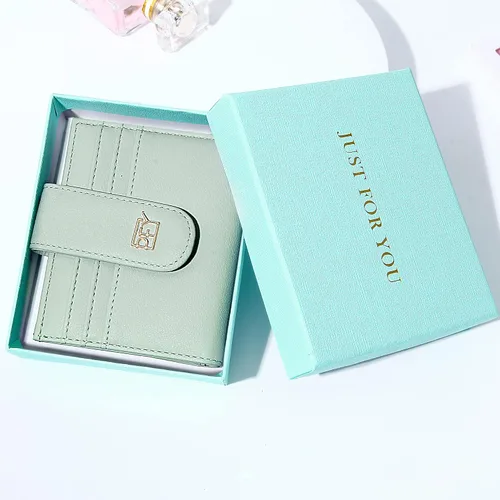 Vista 4 de Badiya Billeteras pequeñas para mujer, billetera plegable multitarjetero delgado con cremallera, Verde claro, Minimalista