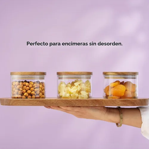 Vista 9 de JoyJolt Holden - Recipientes apilables de vidrio de 14 onzas con tapas y bandeja de madera, pequeños recipientes herméticos para alimentos, juego