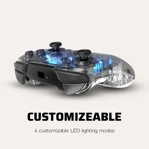 Vista 2 de Afterglow LED Wireless Deluxe Gaming Controller - Licensed by Nintendo for Switch and OLED - RGB Hue Color Lights - See through Gamepad Controller