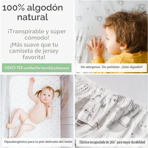 Vista 3 de Joey + Joan Sábanas bajeras de cuna para bebé Beside Dreamer Bedside Sleeper y Chicco Next2Me - Se adapta a colchones de 20 x 33 pulgadas - Suave