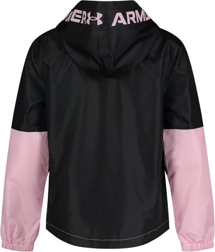Vista 2 de Under Armour Cortavientos para niñas, chaqueta con cremallera, repelente al agua y resistente al viento