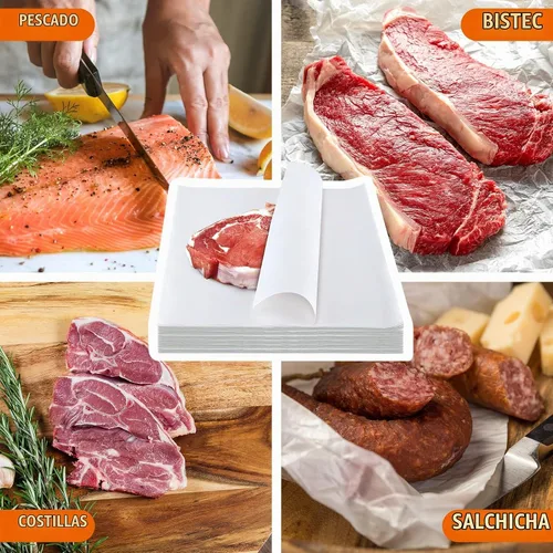Vista 7 de 500 hojas de papel de carnicero blanco para sublimación, hojas de papel de carnicero desechables, hoja cuadrada de carne precortada, sin cera