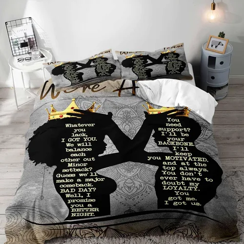 Vista 12 de LUVIVIHOME Juego de funda de edredón afroamericana de 2 piezas, pintura al óleo, arte negro sexy, mujer negra, hombre, afro-queen y king, regalos