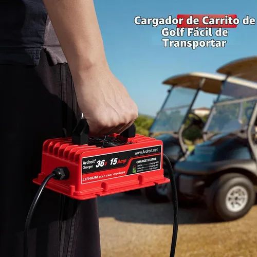 Vista 4 de Cargador de batería de litio de 36 V, carga rápida de 43.8 V 15 A para carrito de golf, impermeable IP67, cargador de litio de 36 voltios y 15