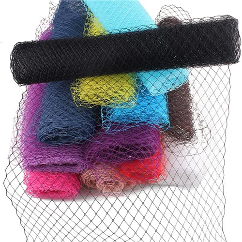 Vista 3 de Tela de malla Millinery de 17.72 x 39.37 pulgadas, tela de velo de jaula de pájaros ruso, material de velo corto para boda, baile de graduación