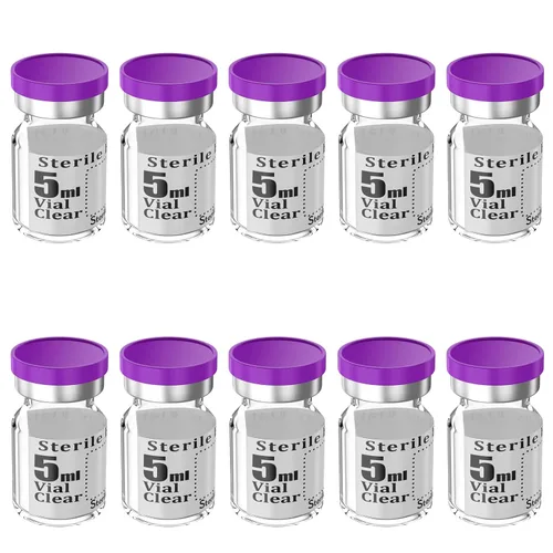 Vista 4 de 1ml 10 piezas de vial estéril vacío con tapas de plástico de aluminio desmontables, botella de penicilina de 13mm con tapón de crimpar, vial