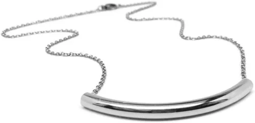 Vista 2 de Collar de barra curvada de plata de acero inoxidable, no se deslustra, minimalista para mujer, Metal