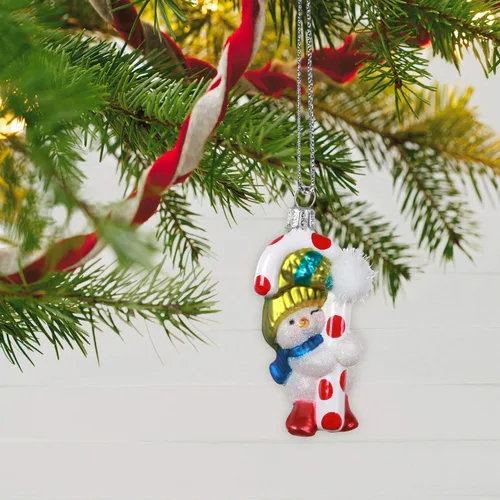 Vista 2 de Hallmark Keepsake Adornos de Navidad 2020, trío de muñeco de nieve, vidrio soplado, juego de 3, 2999QK1424