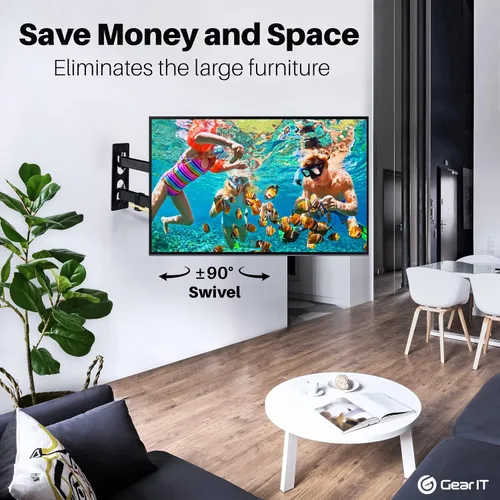 Vista 4 de GEARit Soporte de pared para TV (TV de 23 a 43 pulgadas) hasta 66 libras – Movimiento giratorio completo, inclinación, brazo articulado, Vesa 75 100