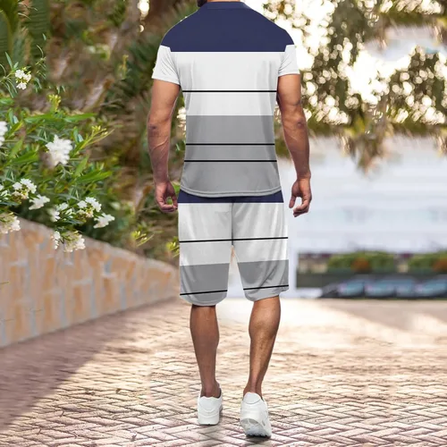 Vista 5 de EELHOE Mens Outfits Summer Lightweight Loose Fit Short Sleeve Shirts and Printed Shorts Breathable Sweatsuit