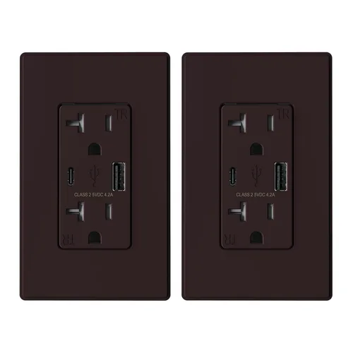 Vista 28 de ELEGRP Cargador USB de pared, receptáculo USB con puertos USB tipo A y tipo C, enchufe dúplex de 15 amperios resistente a manipulaciones NEMA 5-15R