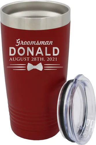 Vista 8 de Vaso de padrinos de boda grabado personalizado, taza de acero inoxidable aislada personalizada para padrino de boda, despedida de soltero, boda