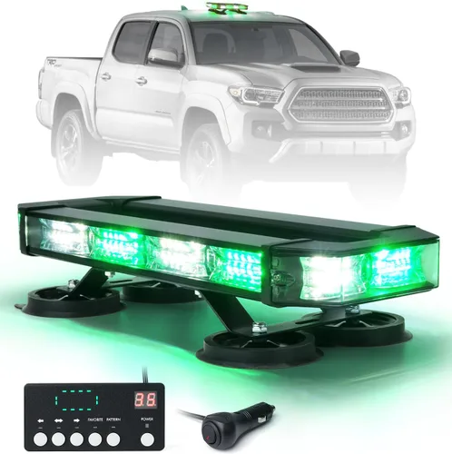 Vista 9 de LUMENIX Barra de luz estroboscópica de emergencia para techo con 72 luces LED con panel de control, base magnética, advertencia intermitente, barra