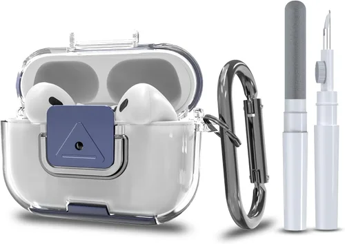 Vista 9 de Funda protectora para AirPods Pro de 2ª/1ª generación con clip de bloqueo seguro, a prueba de golpes, protección completa, diseño de soporte de Negro