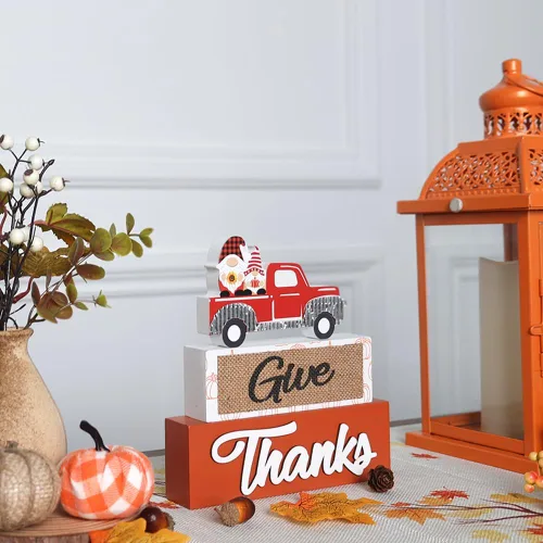 Vista 6 de NEEDOMO Decoraciones de otoño para el hogar, letrero de madera de 3 capas con gnomo de agradecimiento para decoración de otoño, decoraciones