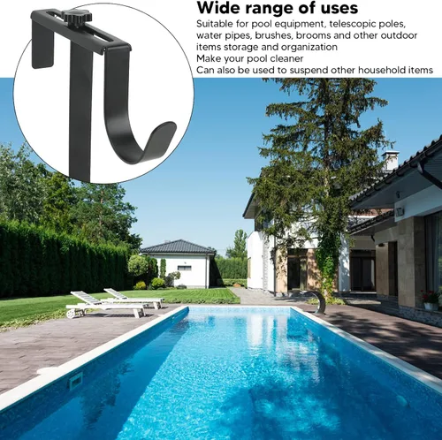 Vista 5 de Fdit 2 ganchos ajustables para postes de piscina, ganchos de metal de hierro para poste de piscina, accesorios de piscina para postes de piscina