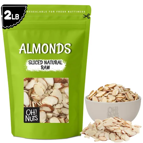Vista 9 de Oh! Nuts - Almendras crudas en rodajas de 1.5 libras, sin sal, calidad premium Raw almonds sliced - Blanched almond slivers, unsalted almonds