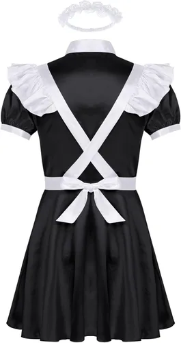 Vista 2 de Daenrui Vestido de cosplay de satén brillante para hombre, ropa de dormir