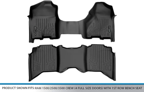 Vista 5 de SMARTLINER Juego de alfombrillas de 2 filas compatibles con Ram 1500 2013-2018