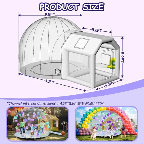 Vista 5 de Domo inflable de burbujas de 10 pies, tienda de campaña de burbujas Dorado