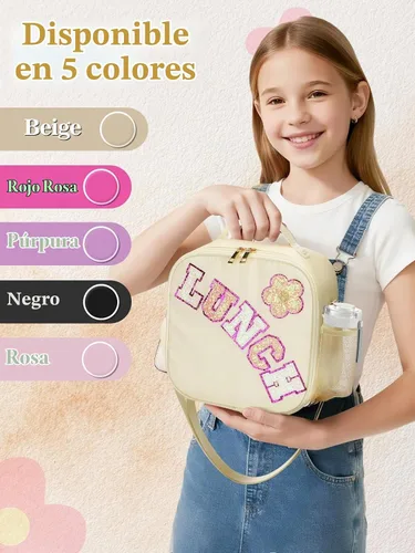 Vista 7 de Alphatool Bolsa de almuerzo aislada para niños con correa ajustable para Beige
