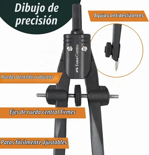 Vista 6 de Faber-Castell Brújula de ajuste rápido, piedra negra para geometría