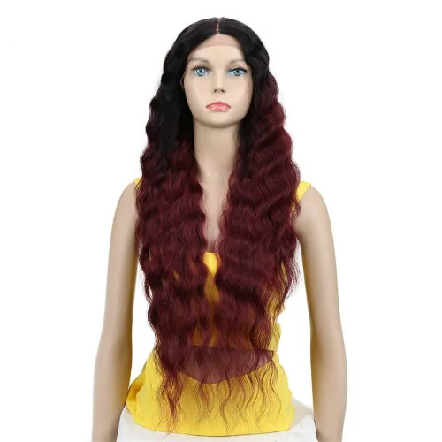 Vista 7 de Joedir - Peluca de 30 pulgadas de largo con encaje frontal, cabello ondulado profundo, parte superior, cabello natural superior con abuelitos