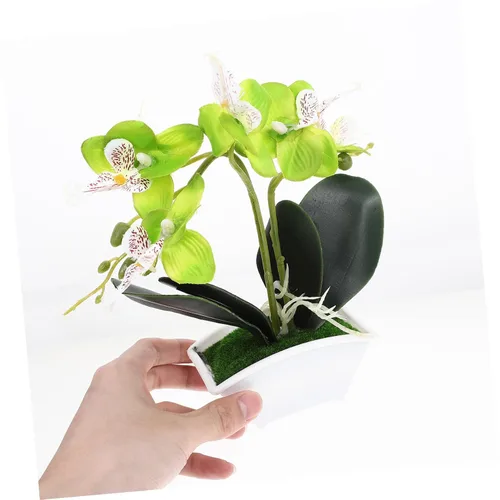 Vista 2 de Flor de seda falsa decorativa de Phalaenopsis para decoración de plantas de mesa, orquídea de seda artificial, mini orquídea para eventos