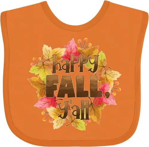 Vista 12 de inktastic Happy Fall, Y'all Fall Leaves Wreath Baby Bib