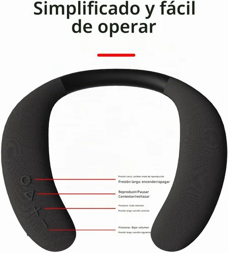 Vista 2 de Neckband Altavoces Bluetooth Altavoz de cuello portátil inalámbrico V-918 Negro