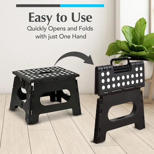 Vista 3 de Handy Laundry Taburete plegable de 9 pulgadas, negro, antideslizante