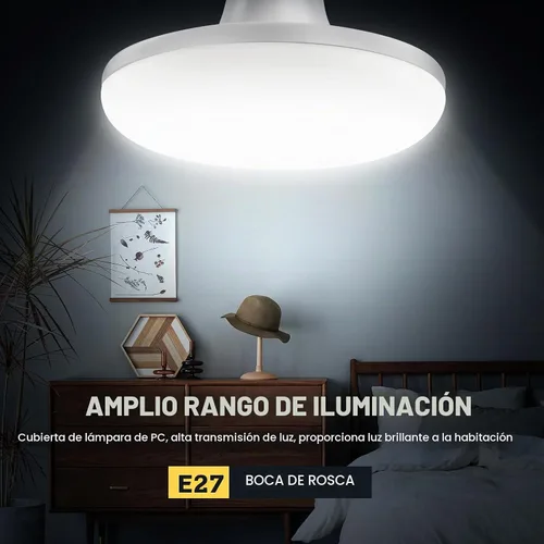 Vista 5 de OSALADI E27 ahorro de energía LED lámpara plana de alta potencia LED bombilla 220V E27 24W UFO LED luz para la iluminación casera
