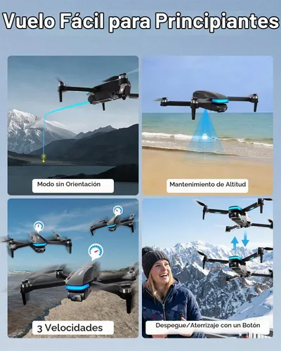 Vista 4 de SIMREX Dron GPS con cámara 4K para adultos, drones de motor sin escobillas para principiantes, WiFi FPV 5G plegable, retorno automático, flujo