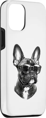 Vista 3 de Funda para iPhone 15 Bulldog Francés con gafas de sol
