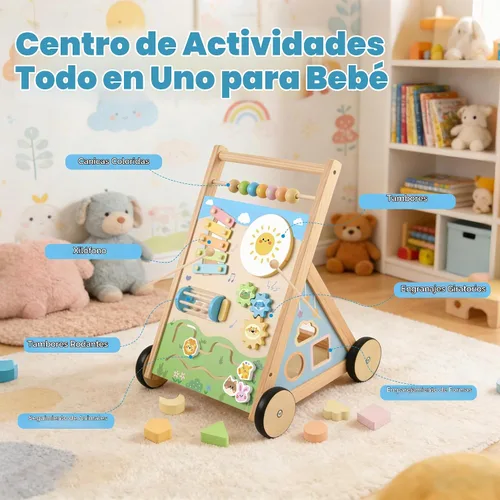 Vista 4 de Caminante de madera para bebés con ruedas Baby Push Walker Montessori