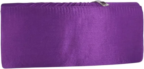 Vista 2 de Adoptfade Bolso de noche para mujer satinado plisado Rhinestone elegante solapa bolso de embrague