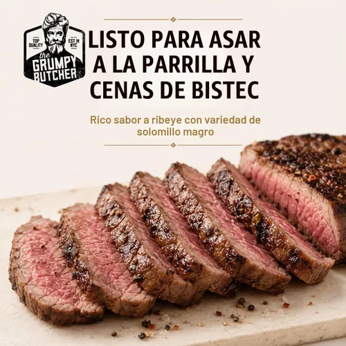 Vista 4 de Grumpy Butcher Ribeye and Top - Juego de filete de solomillo, paquete de 4
