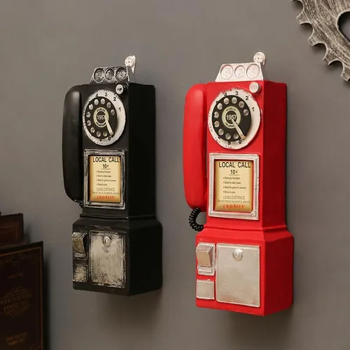 Vista 4 de Teléfono antiguo - Esfera giratoria modelo de teléfono fijo vintage resina accesorios de teléfono 2.95 pulgadas de largo x 3.74 pulgadas de ancho x