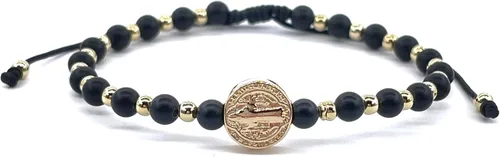 Vista 22 de St Benedict Coin and Natural Round Red Coral Beads Adjustable Bracelet for Women