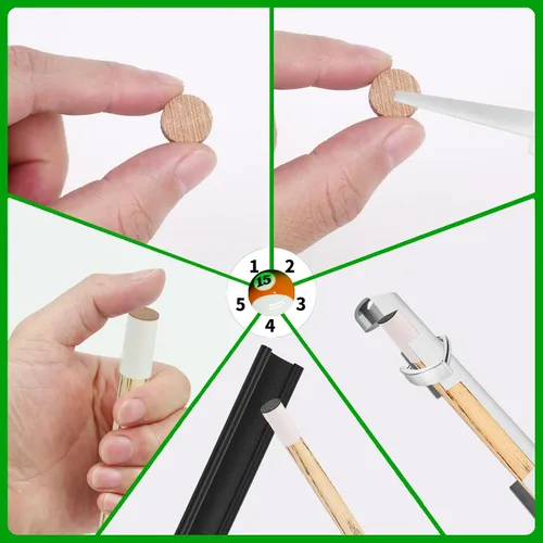 Vista 4 de Kit de Reparación de Taco de Billar Vefungyan: 2 Abrazaderas para Punta de Taco de Piscina 20 Puntas para Taco de Billar 4 Formadores 5 Cubos
